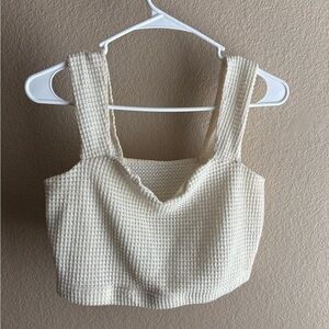 SHEIN Cream Textured Crop Top